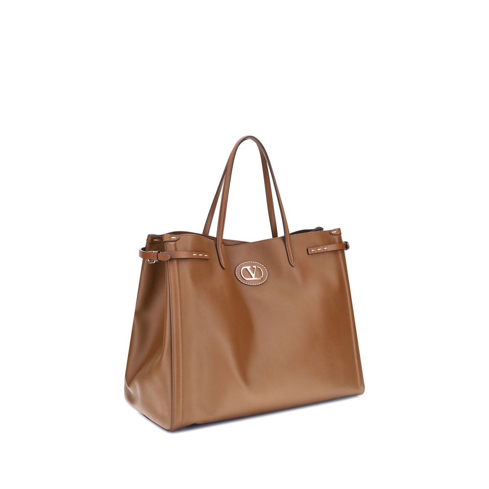 Valentino Garavani Braune Kalbshaut Bos Taurus Schultertasche
